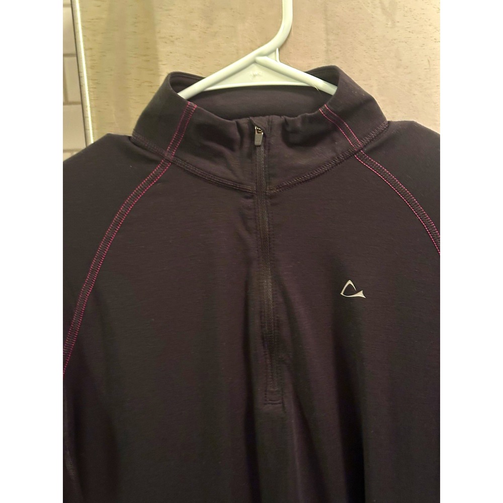 Paradox Merino Blend Womens Sz S Black Merino Wool Blend 1/4 Zip Mock Neck Top